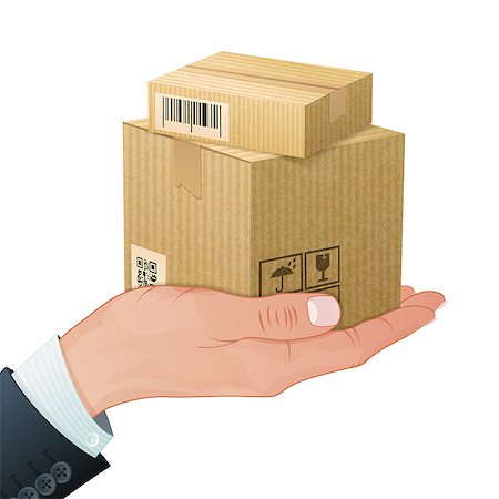 simsearch:400-06737278,k - Delivery Service Concept - Hand with Cardboard Boxes in Realistic 3D style. Vector Template can be used for Cover, Brochure, Poster and Printing Advertising. Stock Photo - Budget Royalty-Free & Subscription, Code: 400-08198864