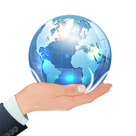 simsearch:400-06737278,k - Global Business Concept - Hand with Earth in Realistic 3D style. Vector Template can be used for Cover, Brochure, Poster and Printing Advertising. Stock Photo - Budget Royalty-Free & Subscription, Code: 400-08198862