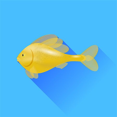 simsearch:400-05665985,k - Sea Cartoon Gold Fish Isolated on Blue Background. Stock Photo - Budget Royalty-Free & Subscription, Code: 400-08199549