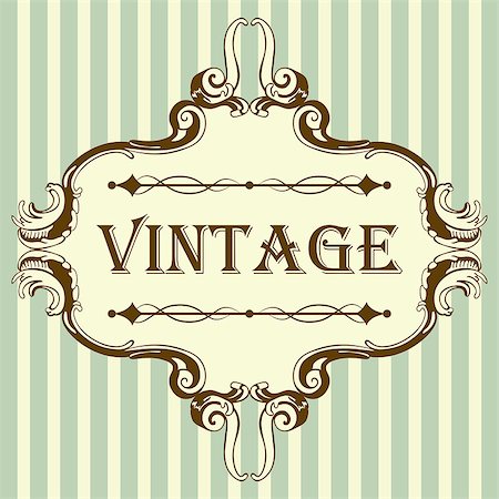 simsearch:400-07103208,k - Vintage Frame With Retro Ornament Elements in Antique Rococo Style. Elegant  Decorative Design. Vector Illustration. Stock Photo - Budget Royalty-Free & Subscription, Code: 400-08199704