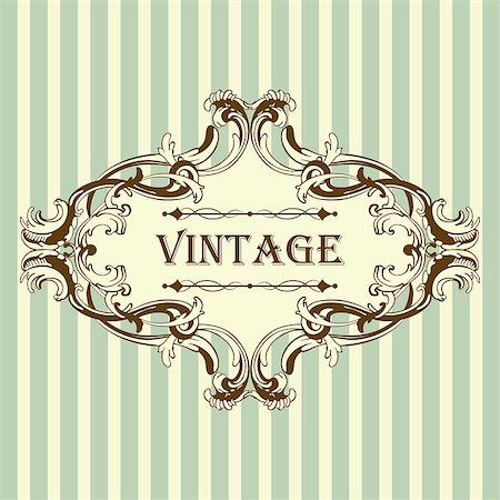 simsearch:400-07103208,k - Vintage Frame With Retro Ornament Elements in Antique Rococo Style. Elegant  Decorative Design. Vector Illustration. Stock Photo - Budget Royalty-Free & Subscription, Code: 400-08199705
