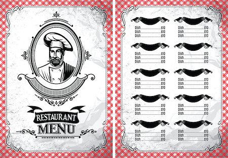 simsearch:400-05326021,k - template for a restaurant menu in retro style with chef Stock Photo - Budget Royalty-Free & Subscription, Code: 400-08190202