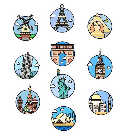 simsearch:400-07096057,k - Landmark all over the world vector icons Stock Photo - Budget Royalty-Free & Subscription, Code: 400-08190247