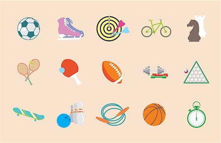 soccer retro designs - Set of sport icons in flat design Stock Photo - Budget Royalty-Free & Subscription, Code: 400-08190336