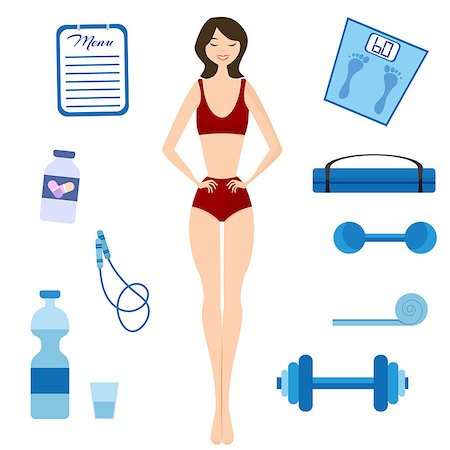 simsearch:400-07219376,k - Flat vector illustration Slimming girl and Healthy lifestyle Stock Photo - Budget Royalty-Free & Subscription, Code: 400-08190586
