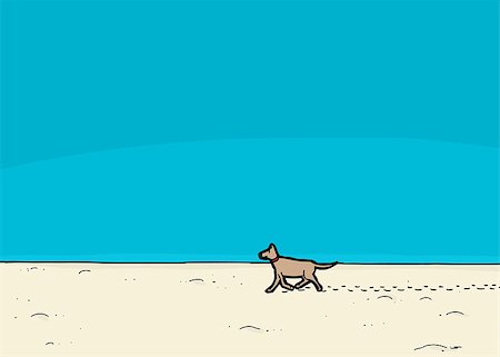 Cartoon dog walking on sand under blue sky Stock Photo - Budget Royalty-Free & Subscription, Code: 400-08190598