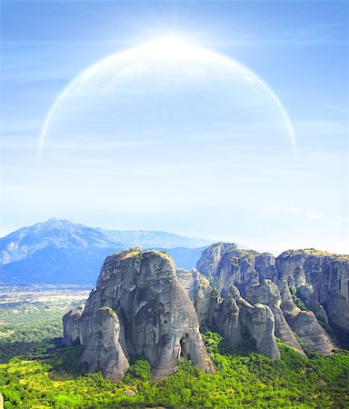 simsearch:400-07291880,k - Fantastic landscape with planet, mountains and jingle Stock Photo - Budget Royalty-Free & Subscription, Code: 400-08190722