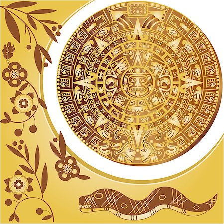 Vector of Aztec calendar ancient ornaments Stock Photo - Budget Royalty-Free & Subscription, Code: 400-08190805