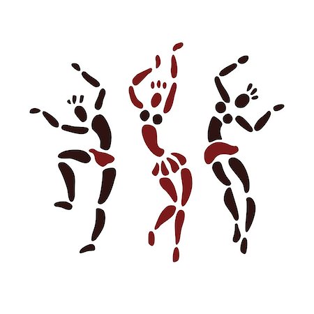 Figures of African dancers. People silhouette set. Primitive art. Vector Illustration. Stock Photo - Budget Royalty-Free & Subscription, Code: 400-08191676