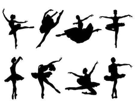 simsearch:400-04255721,k - Black silhouettes of  ballerinas on white background, vector Stock Photo - Budget Royalty-Free & Subscription, Code: 400-08192093