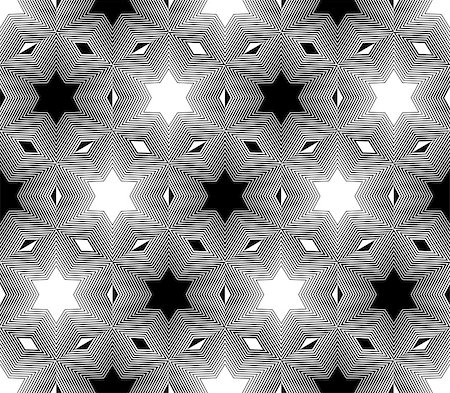 Design seamless monochrome star geometric pattern. Abstract striped lines background. Vector art. No gradient Stock Photo - Budget Royalty-Free & Subscription, Code: 400-08192248