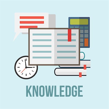 simsearch:400-05918073,k - Knowledge concept. Books, calculator,clock, letter and bubble speech. Flat style vector illustration. Photographie de stock - Aubaine LD & Abonnement, Code: 400-08192765