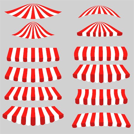 Set of Red White Tents on Grey Background. Striped Awnings. Stock Photo - Budget Royalty-Free & Subscription, Code: 400-08192872