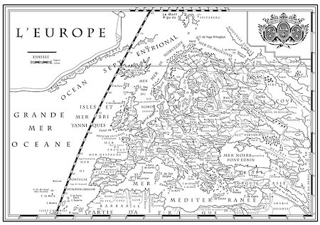Vector of old European map with coordinate system, XVIII century Stock Photo - Budget Royalty-Free & Subscription, Code: 400-08192919