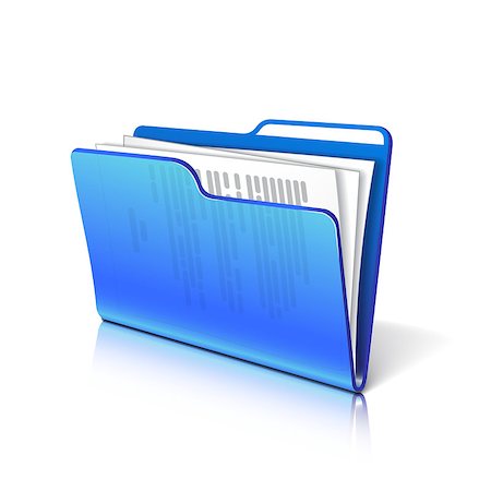 Blue transparent folder with papers. Document icon. Vector illustration. Foto de stock - Super Valor sin royalties y Suscripción, Código: 400-08192956