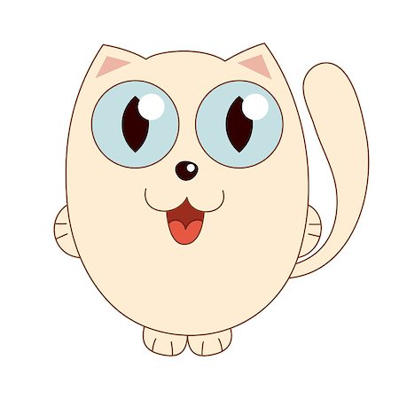 simsearch:400-08189024,k - Cute cartoon kitty, vector illustration of beige funny fatty cat with blue eyes Photographie de stock - Aubaine LD & Abonnement, Code: 400-08192965