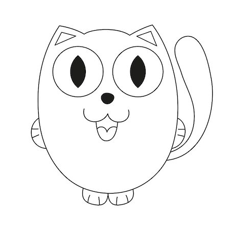 simsearch:400-08189024,k - Cute cartoon kitty, vector illustration of funny fatty cat, coloring book page for children Photographie de stock - Aubaine LD & Abonnement, Code: 400-08192968