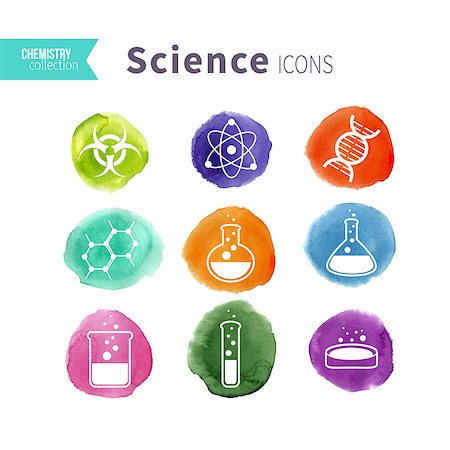 simsearch:400-06100945,k - Science icons set on watercolor varicolored spots. Vector illustration. Stock Photo - Budget Royalty-Free & Subscription, Code: 400-08193474