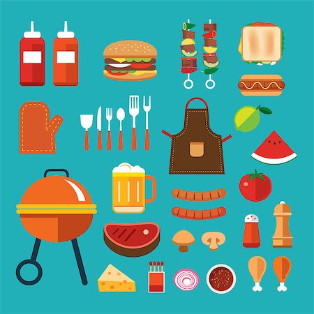 barbecue flat icon Stock Photo - Budget Royalty-Free & Subscription, Code: 400-08193493