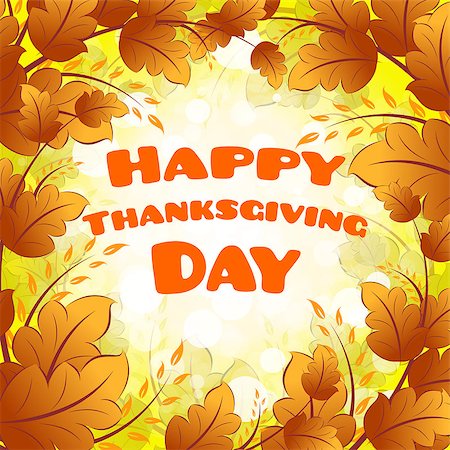 Happy Thanksgiving Day card with Leaves Stock Photo - Budget Royalty-Free & Subscription, Code: 400-08193772