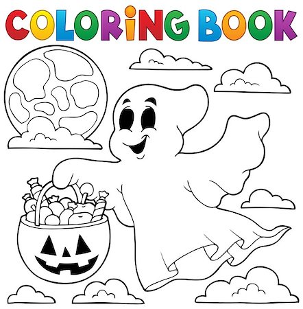 simsearch:400-05686860,k - Coloring book ghost theme 3 - eps10 vector illustration. Stock Photo - Budget Royalty-Free & Subscription, Code: 400-08193840