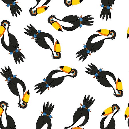 simsearch:400-08410665,k - Seamless Pattern From Funny Cartoon Character Toucan Over White Background.  Tropical and Zoo  Fauna. Vector illustration. Photographie de stock - Aubaine LD & Abonnement, Code: 400-08200082