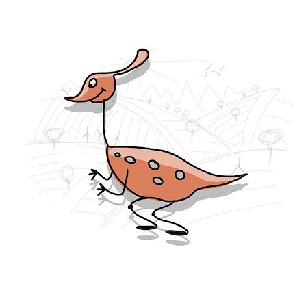 doodle monster drawing - Dinosaur, funny sketch for your design. Vector illustration Stock Photo - Budget Royalty-Free & Subscription, Code: 400-08200182