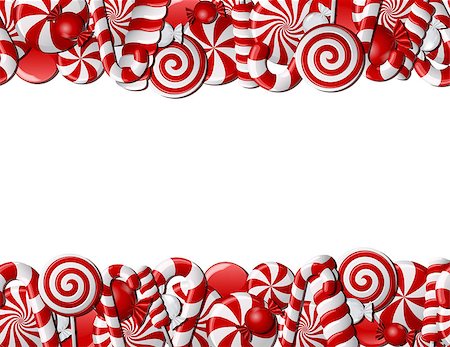 simsearch:400-04916601,k - Frame made of red and white candies. Seamless pattern Stock Photo - Budget Royalty-Free & Subscription, Code: 400-08200195