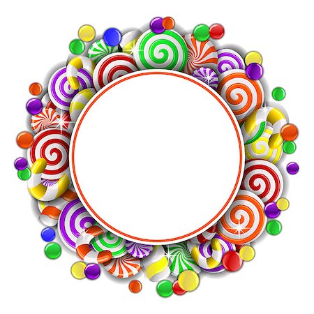 simsearch:400-04916601,k - Sweet frame with colorful candies. Vector illustration Stock Photo - Budget Royalty-Free & Subscription, Code: 400-08200193