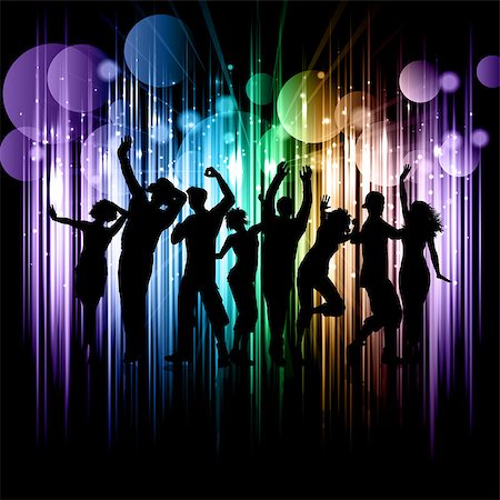 simsearch:400-04389591,k - Silhouette of a party crowd on an abstract background Stock Photo - Budget Royalty-Free & Subscription, Code: 400-08224050