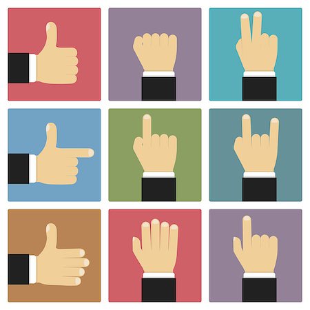 simsearch:400-04790442,k - Hands showing different symbols, flat design, vector eps10 illustration Stock Photo - Budget Royalty-Free & Subscription, Code: 400-08223930