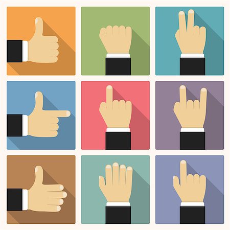 simsearch:400-04790442,k - Hands showing different symbols, flat design, vector eps10 illustration Stock Photo - Budget Royalty-Free & Subscription, Code: 400-08223948