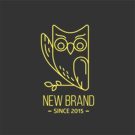 Vintage owl logo in thin line style. Vector illustration. Retro emblem or logotype for educational brand. Stock Photo - Budget Royalty-Free & Subscription, Code: 400-08255651
