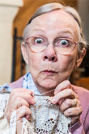simsearch:400-07221782,k - Elder woman with crochet and funny facial expression Stock Photo - Budget Royalty-Free & Subscription, Code: 400-08255866