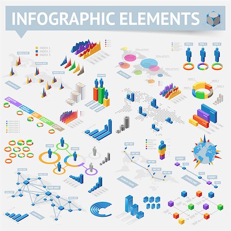 people elements for design - Isometric style infographics with data icons, world map charts and design elements. Vector illustration. Stock Photo - Budget Royalty-Free & Subscription, Code: 400-08257173