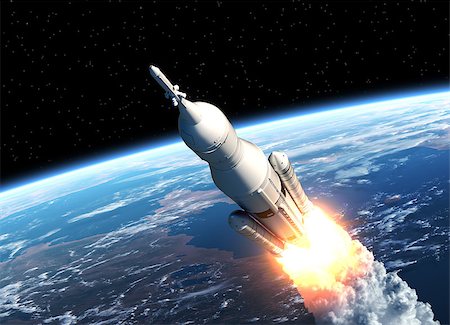 Space Launch System Takes Off. 3D Scene. Stock Photo - Budget Royalty-Free & Subscription, Code: 400-08257302