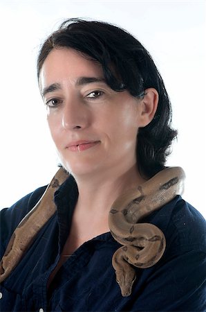 woman and snake in front of white background Stock Photo - Budget Royalty-Free & Subscription, Code: 400-08257712