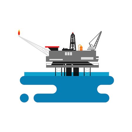 simsearch:400-04027574,k - Offshore oil platform in the blue ocean. Flat style vector illustration concept Stock Photo - Budget Royalty-Free & Subscription, Code: 400-08257842