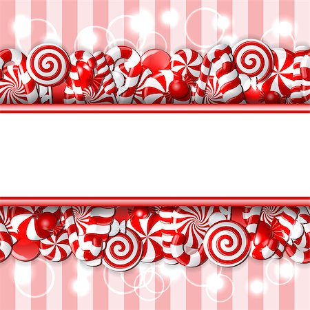 simsearch:400-04916601,k - Sweet banner with red and white candies. Seamless pattern. Vector illustration Stock Photo - Budget Royalty-Free & Subscription, Code: 400-08258206