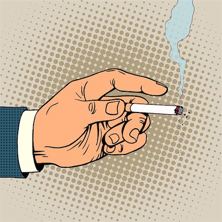 simsearch:400-06761272,k - Hand with a smoking cigarette pop art retro style Stock Photo - Budget Royalty-Free & Subscription, Code: 400-08258390