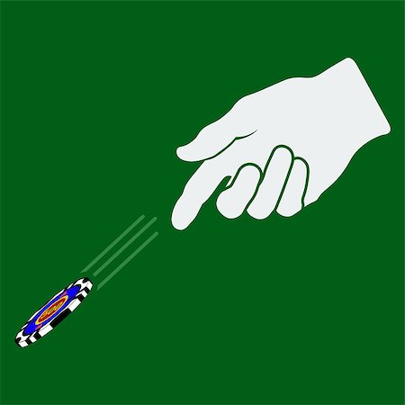 Hand throwing gambling chip over green background. Vector illustration. Photographie de stock - Aubaine LD & Abonnement, Code: 400-08259055