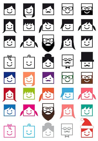 hipster people icons, user, avatar, team, vector set Stock Photo - Budget Royalty-Free & Subscription, Code: 400-08259283