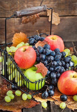 simsearch:400-06923729,k - Fresh autumn red and green apples and dark grapes Stock Photo - Budget Royalty-Free & Subscription, Code: 400-08259364