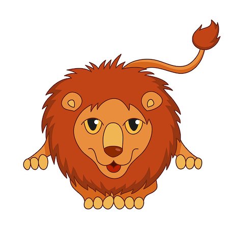 simsearch:400-08255624,k - Cute cartoon smiling lion lying with fluffy mane and kind muzzle, lion laughing and stretching. Vector illustration Stock Photo - Budget Royalty-Free & Subscription, Code: 400-08259783