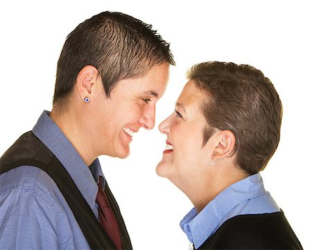 simsearch:400-06204561,k - Laughing Caucasian lesbian couple facing each other Stock Photo - Budget Royalty-Free & Subscription, Code: 400-08250379