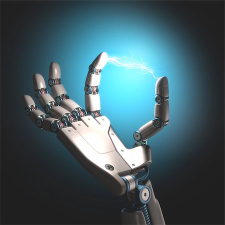 simsearch:400-07899875,k - Robot hand with electricity between the toes. Stock Photo - Budget Royalty-Free & Subscription, Code: 400-08250680