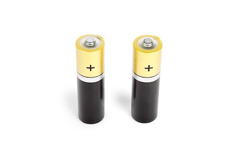 two battery size aa isolated on white background Stock Photo - Budget Royalty-Free & Subscription, Code: 400-08251491