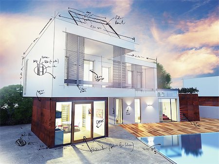 simsearch:400-06424061,k - Project of a luxury villa under construction Stock Photo - Budget Royalty-Free & Subscription, Code: 400-08252511