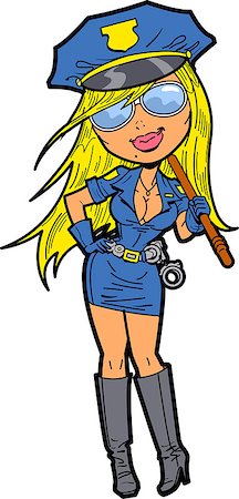 female police officer happy - Sexy Smiling Blonde Female Police Officer With Billy Club Photographie de stock - Aubaine LD & Abonnement, Code: 400-08266091