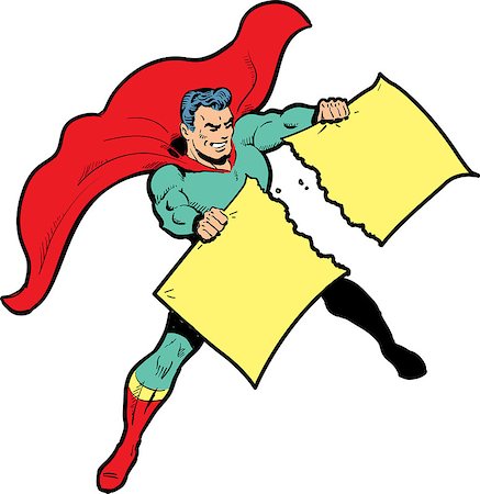 simsearch:400-05741668,k - Classic superhero ripping paper or sign (for which you provide your own text or graphics) in half Stock Photo - Budget Royalty-Free & Subscription, Code: 400-08266156